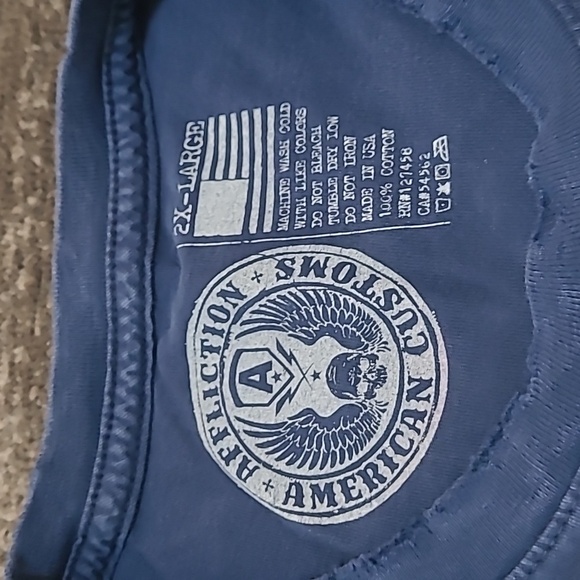 AFFLICTION AMERICAN CUSTOMS LIVE FAST RAW-EDGE AMERICAN FLAG LAVA WASH TEE-SHIRT - Picture 4 of 12